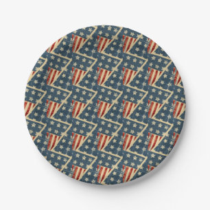 American Flag Weathered Stars and Stripes Paper Plate