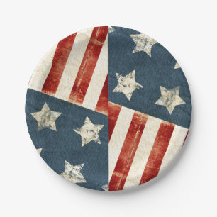 American Flag Weathered Stars and Stripes Vintage Paper Plate