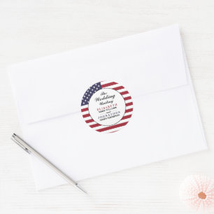 American Flag Wedding Classic Round Sticker