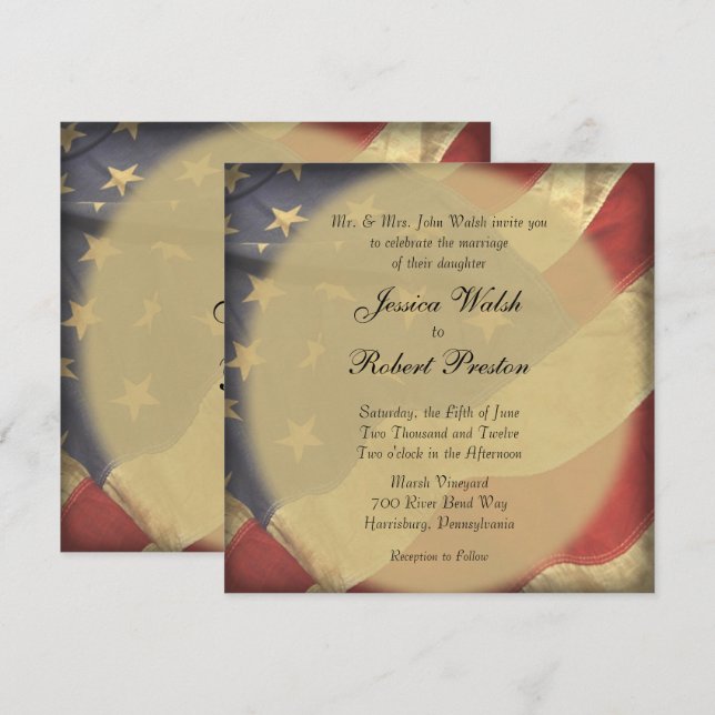 American Flag Wedding Invitation (Front/Back)