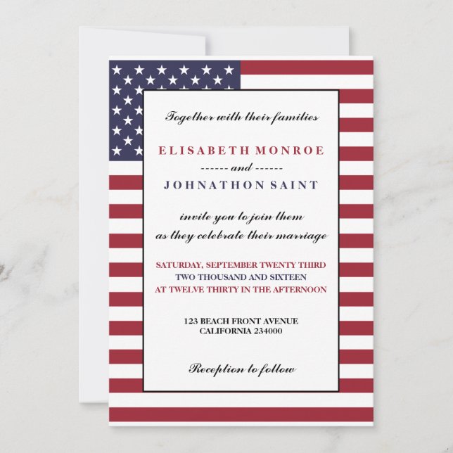 American Flag Wedding Invitation (Front)