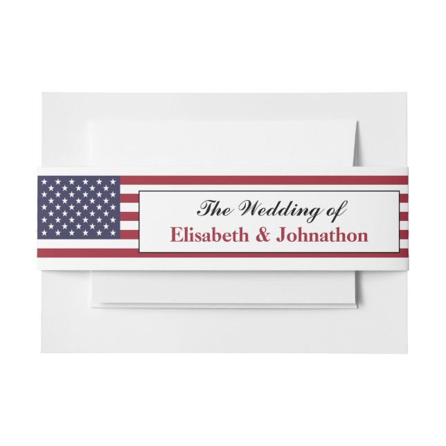 American Flag Wedding Invitation Belly Band (Front Example)