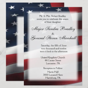 American Flag Wedding Invitation Military Theme