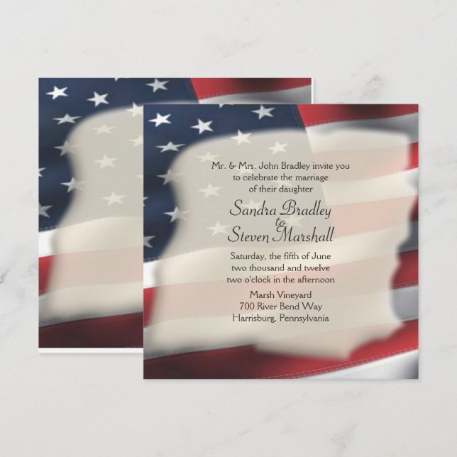 American Flag Wedding  Invitations (Front/Back)