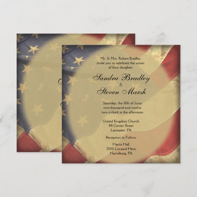 American Flag Wedding Invitations (Front/Back)