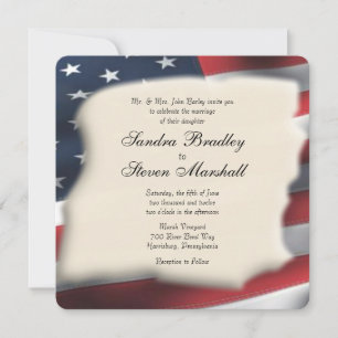 American Flag Wedding  Invitations