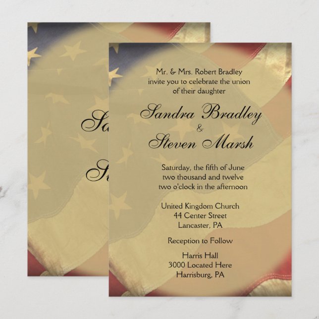 American Flag Wedding Invitations (Front/Back)