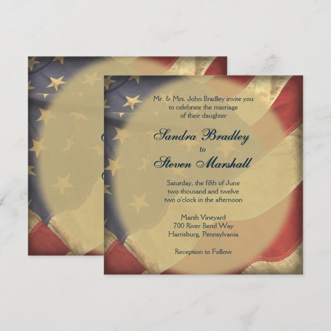 American Flag Wedding Invitations (Front/Back)