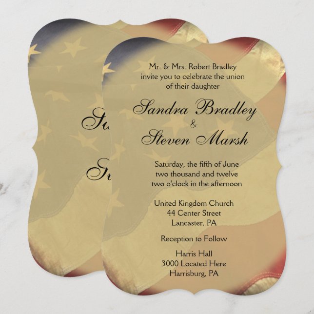 American Flag Wedding Invitations (Front/Back)