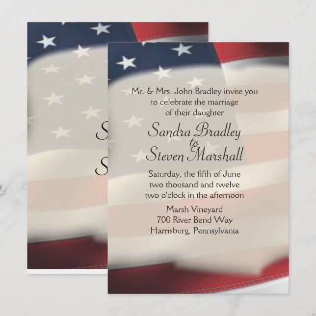 American Flag Wedding  Invitations (Front/Back)