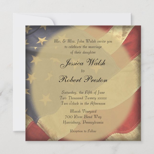 American Flag Wedding Invitations (Front)
