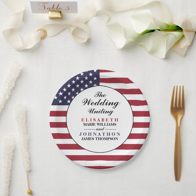 American Flag Wedding Paper Plate (Wedding)