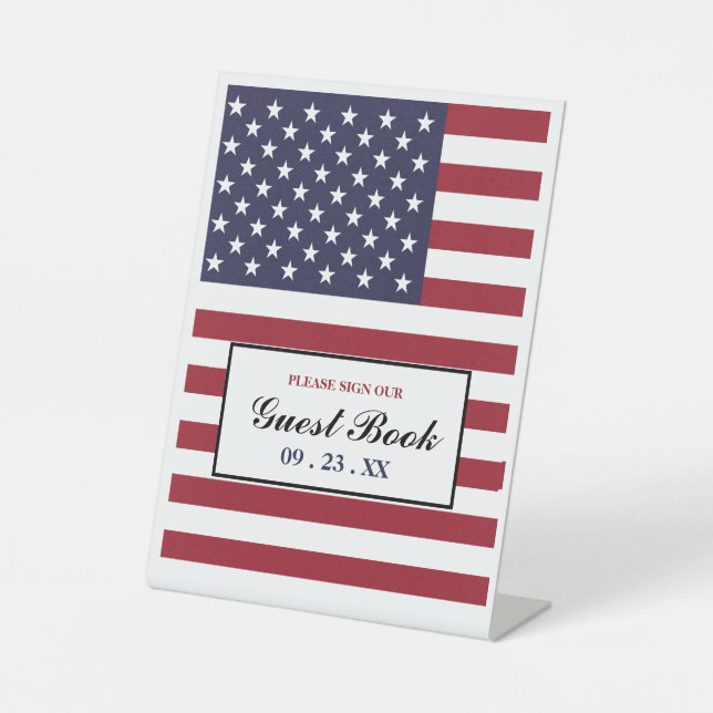 American Flag Wedding Pedestal Sign (Front)