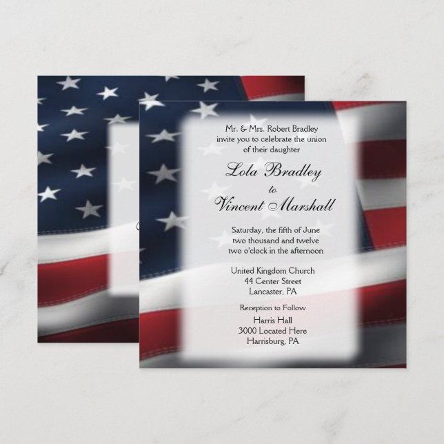 American Flag Wedding & Reception Invitations (Front/Back)