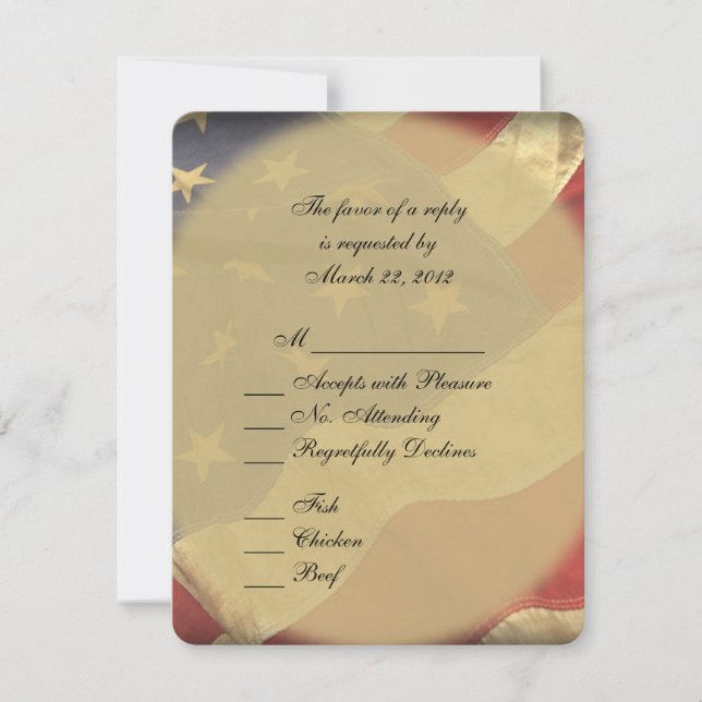 American Flag Wedding RSVP with Menu Choices (Front)