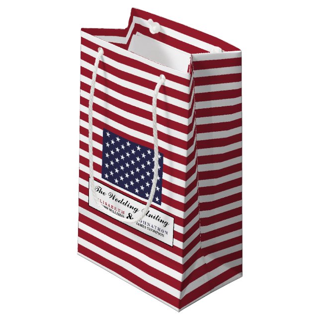 American Flag Wedding Small Gift Bag (Front Angled)
