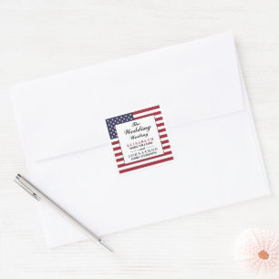 American Flag Wedding Square Sticker