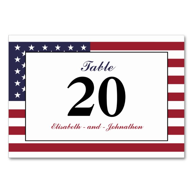 American Flag Wedding Table Number (Front)