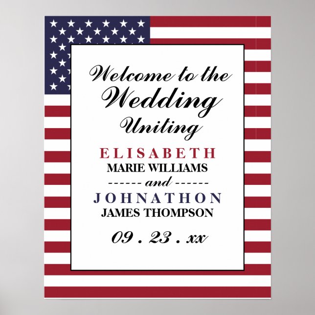 American Flag Wedding Welcome Poster (Front)