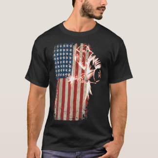 American Flag Welder Distressed Vintage Welder Mig T-Shirt
