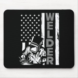 American Flag Welder Funny Usa 4th Of July Welding Mouse Mat