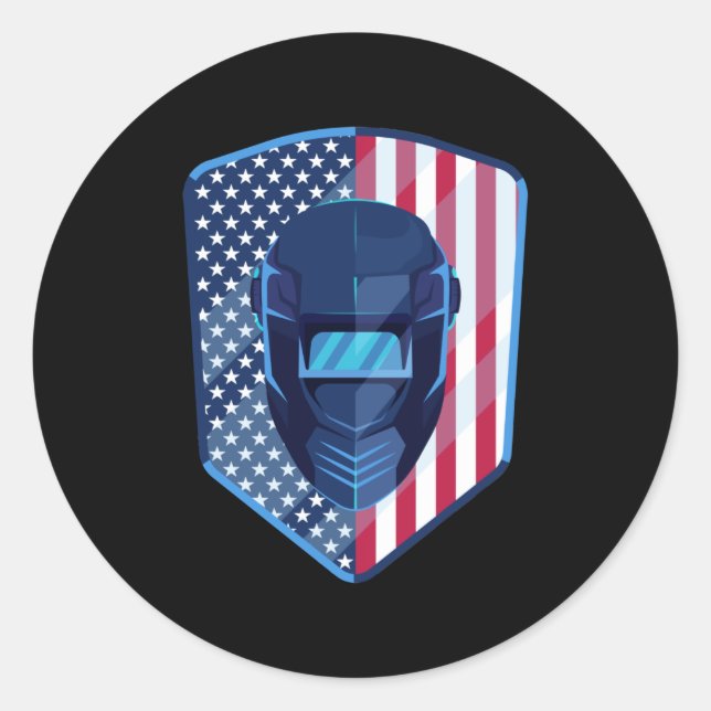 American Flag Welder Patriotic Welder Classic Round Sticker (Front)