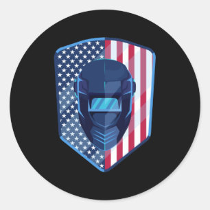 American Flag Welder Patriotic Welder Classic Round Sticker