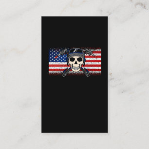 American Flag Welder Skull Metalworking USA Weld Business Card
