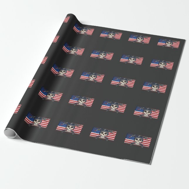 American Flag Welder Skull Metalworking USA Weld Wrapping Paper (Unrolled)