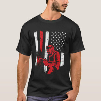 American Flag Welder Welding Vintage Metal Worker T-Shirt
