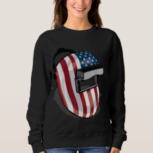 American Flag Welding Helmet Shape Cute Welder Gif Sweatshirt