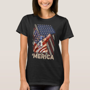 American Flag Welsh Corgi Patriotic Dog 4th Of Jul T-Shirt