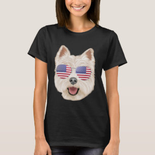 American Flag West Highland White Terrier Dog Amer T-Shirt