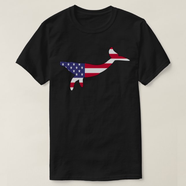 American Flag Whale Happy 4th of July 6 T-Shirt (Design Front)