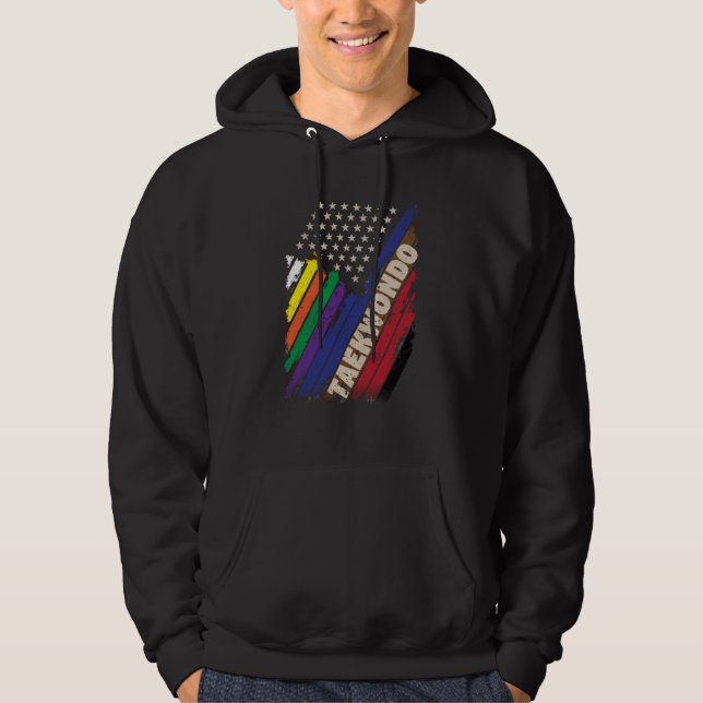 American Flag White Black Belt Colors Hoodie (Front)