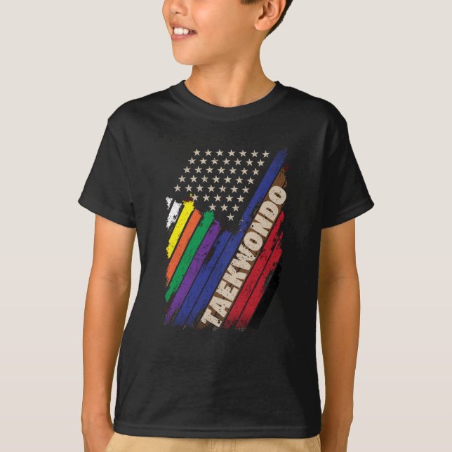 American Flag White Black Belt Colors T-Shirt (Front)