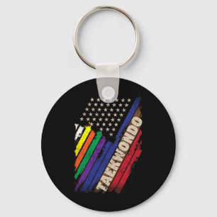 American Flag White Black Belt Colours Taekwondo M Key Ring