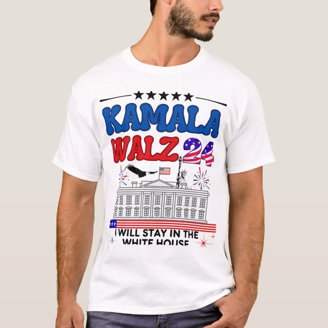 American Flag White House Kamala Walz Quote Lover  T-Shirt (Front)