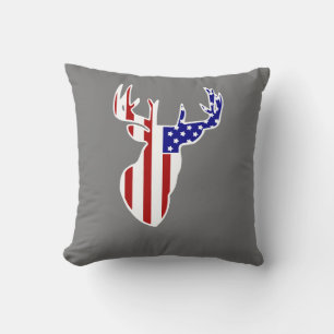American Flag Whitetail Buck Cushion