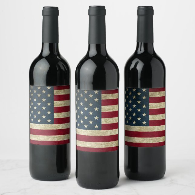American Flag Wine Label (Bottles)