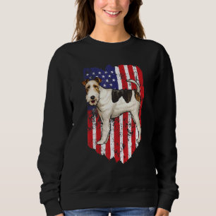 American Flag Wire Fox Terrier 4th Of July Usa Sweatshirt