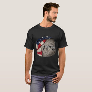 American Flag with "1776 - 2026" on grey marble T-Shirt