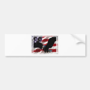 American Flag with American Bald Eagle Bumper Sticker