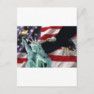 American Flag with American Eagle & Lady Liberty Postcard