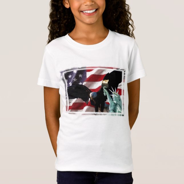 American Flag with American Eagle & Lady Liberty T-Shirt (Front)