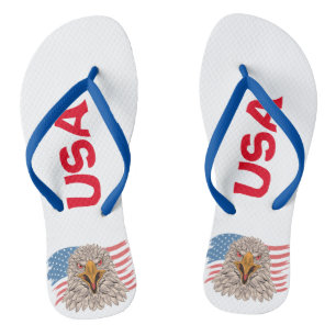 American Flag with An Eagle Flip Flops