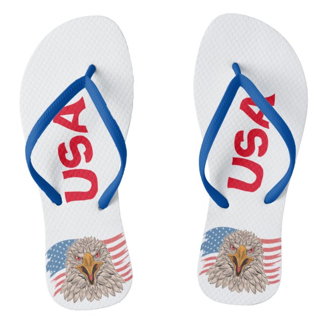 American Flag with An Eagle  Flip Flops (Footbed)