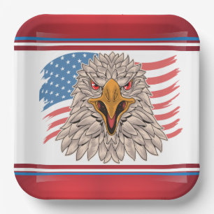 American Flag with an Eagle Paper Plate