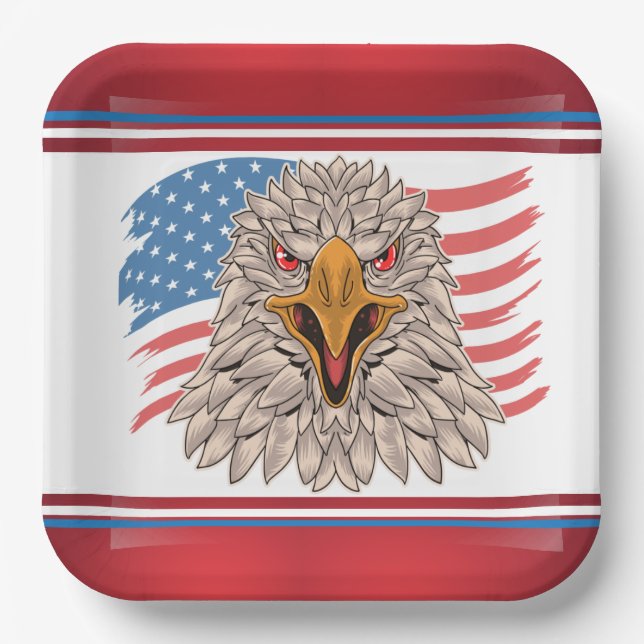 American Flag with an Eagle Paper Plate (Front)
