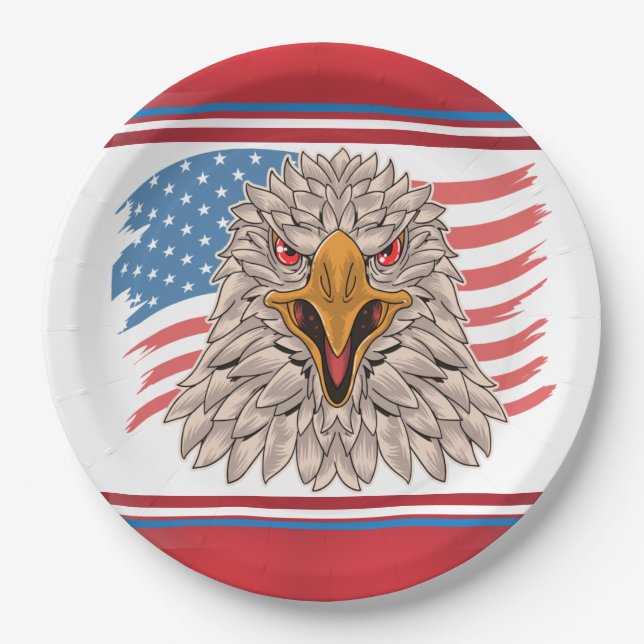 American Flag with an Eagle Paper Plate (Front)